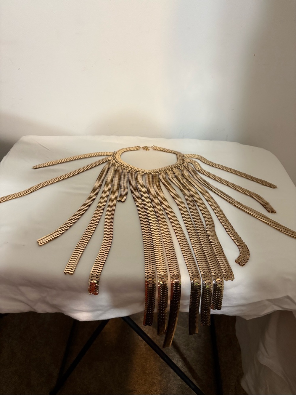 Gold Fringe Statement Necklace - Luxe Women's Collar